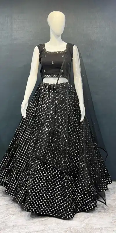 RC 241 Black Color Heavy Georgette Embroidery Sequins Lehenga Choli Casual, Party Wedding, Festive, Events Etc. Delivery  4-6 Working Days 1999/- | Lehenga, Bollywood Lehenga, Creative Lehenga, Designer Lehenga, Embroidered Lehenga, Party Wear Lehenga