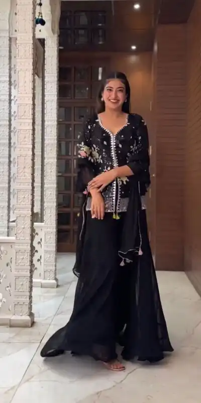 NF 1195 Black color Faux Georgette Embroidery Salwar Suit Casual, Wedding, Party, Festive, Events . Expected Delivery  4-6 Working Days @2049 | Jump Suits, Salwar suit, Designer Suits, Casual Suits, Creative suits, Palazzo Suits, Party Wear Suits, Patiala Suits, Straight Suits