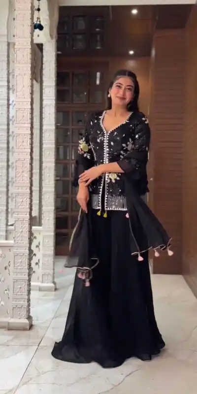 NF 1195 Black color Faux Georgette Embroidery Salwar Suit Casual, Wedding, Party, Festive, Events . Expected Delivery 4-6 Working Days @2049 | Jump Suits, Salwar suit, Designer Suits, Casual Suits, Creative suits, Palazzo Suits, Party Wear Suits, Patiala Suits, Straight Suits