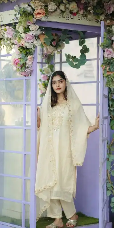BE 244 Cream Color Organza Cording Embroidery Salwar Suit Wedding, Party, Festive events, etc.  Expected Delivery  4-6 Working Days @1999/- | Salwar suit, Designer Suits, Casual Suits, Creative suits, Palazzo Suits, Party Wear Suits, Patiala Suits, Straight Suits