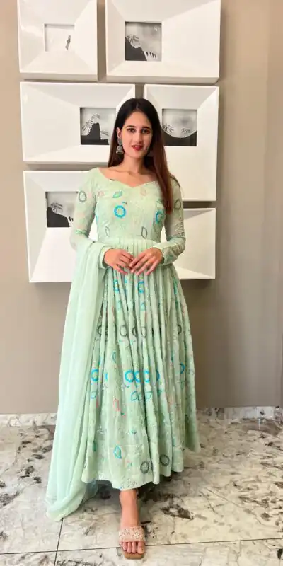 NF 1160 Green Color Georgette Sequence Embroidery Anarkali Suit Casual, Wedding, Party, Festive, Events . Expected Delivery  4-6 Working Days @2499 | Anarkali Suits, Bollywood Anarkali, Creative-Anarkali, Designer Anarkali, Embroidered Anarkali, Party Wear Anarkali