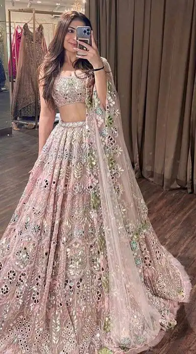 BD 1559 Light Pink Color Soft Butterfly Net Embroidered Lehenga Choli Casual, Wedding, Festive, Events Expected Delivery 4-6 Working Days @3299/- | Lehenga, Bollywood Lehenga, Creative Lehenga, Designer Lehenga, Embroidered Lehenga, Party Wear Lehenga
