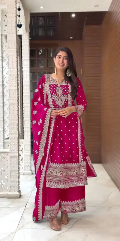 SRK 5156 Pink Color Pure Chinnon Silk Embroidery Sequence Salwar Suit Wedding, Party, Festive, Events Expected Delivery 4-6 Working Days @ 2149/- | Jump Suits, Salwar suit, Designer Suits, Casual Suits, Creative suits, Palazzo Suits, Party Wear Suits, Patiala Suits, Straight Suits