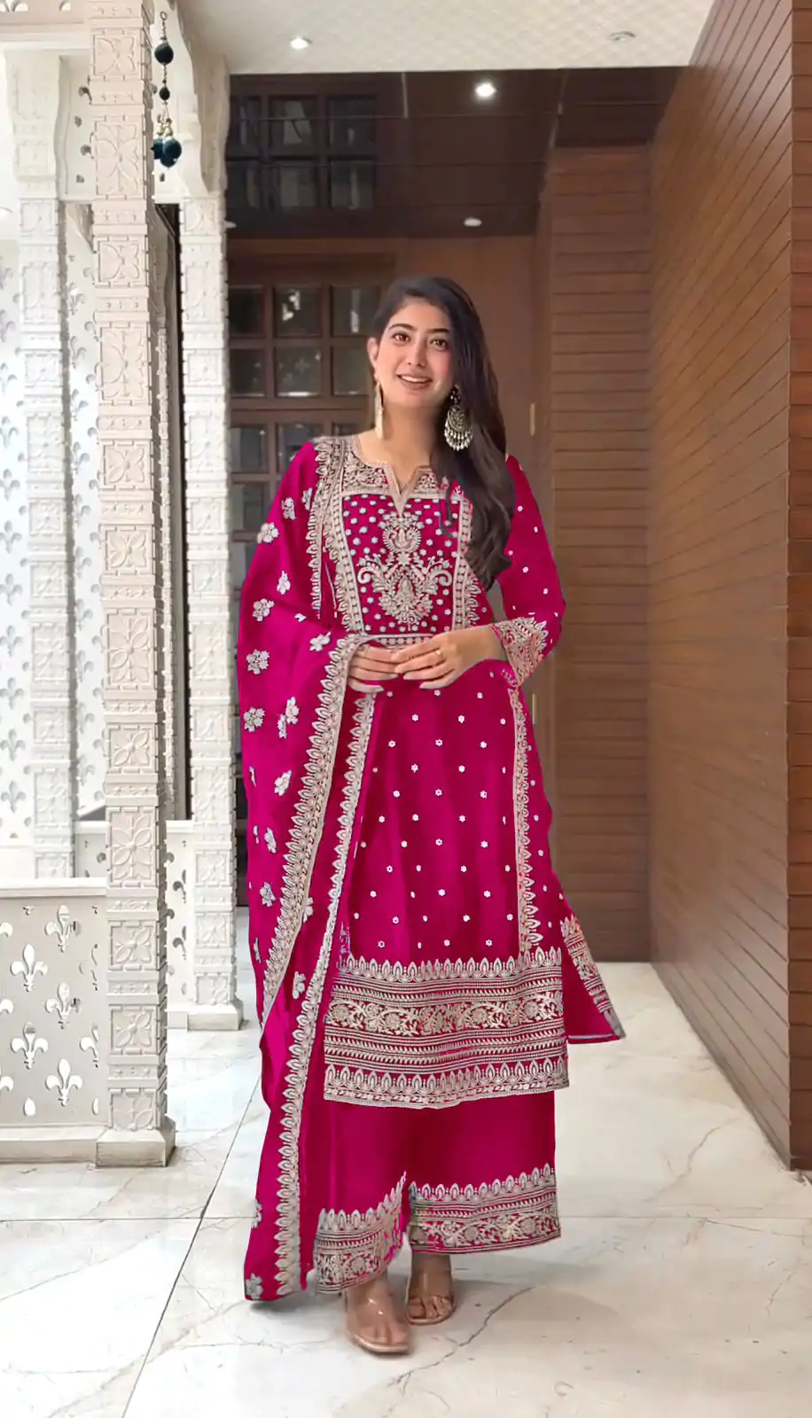 SRK 5156 Pink Color Pure Chinnon Silk Embroidery Sequence Salwar Suit Wedding, Party, Festive, Events Expected Delivery 4-6 Working Days @ 2149/- | Jump Suits, Salwar suit, Designer Suits, Casual Suits, Creative suits, Palazzo Suits, Party Wear Suits, Patiala Suits, Straight Suits