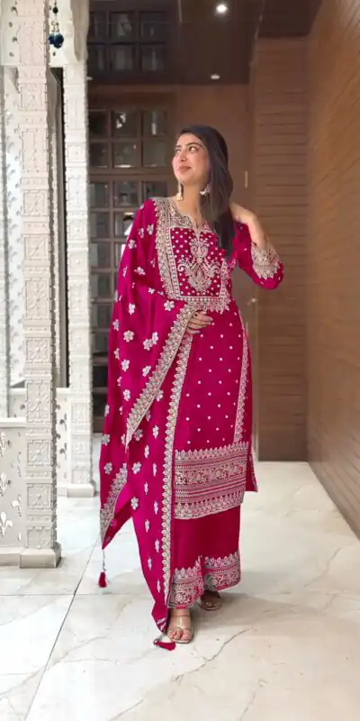 SRK 5156 Pink Color Pure Chinnon Silk Embroidery Sequence Salwar Suit Wedding, Party, Festive, Events Expected Delivery 4-6 Working Days @ 2149/- | Jump Suits, Salwar suit, Designer Suits, Casual Suits, Creative suits, Palazzo Suits, Party Wear Suits, Patiala Suits, Straight Suits