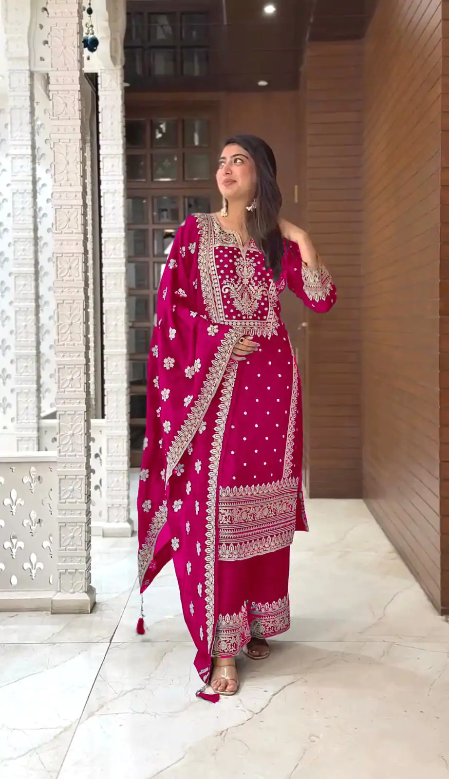 SRK 5156 Pink Color Pure Chinnon Silk Embroidery Sequence Salwar Suit Wedding, Party, Festive, Events Expected Delivery 4-6 Working Days @ 2149/- | Jump Suits, Salwar suit, Designer Suits, Casual Suits, Creative suits, Palazzo Suits, Party Wear Suits, Patiala Suits, Straight Suits