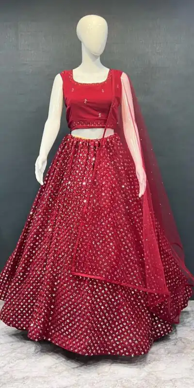 RC 241 Red Color Heavy Georgette Embroidery Sequins Lehenga Choli Casual, Party Wedding, Festive, Events Etc. Delivery  4-6 Working Days 1999/- | Lehenga, Bollywood Lehenga, Creative Lehenga, Designer Lehenga, Embroidered Lehenga, Party Wear Lehenga