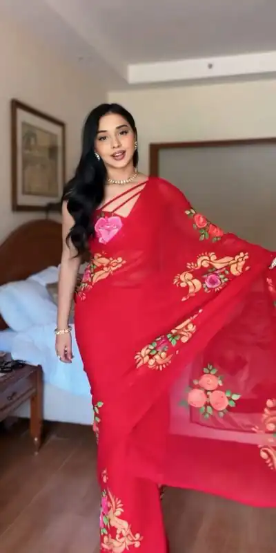SC 278 Red Color Pure Soft Georgette Silk Design All Over Saree , Party Wear, Events, Festivals Expected Delivery 4-6 Working Days 1599/- | Sarees, Bollywood Sarees, Creative Sarees, Designer Sarees, Embroidered Sarees, Ethnic Saree, Modern Digital sarees, Party Wear Sarees