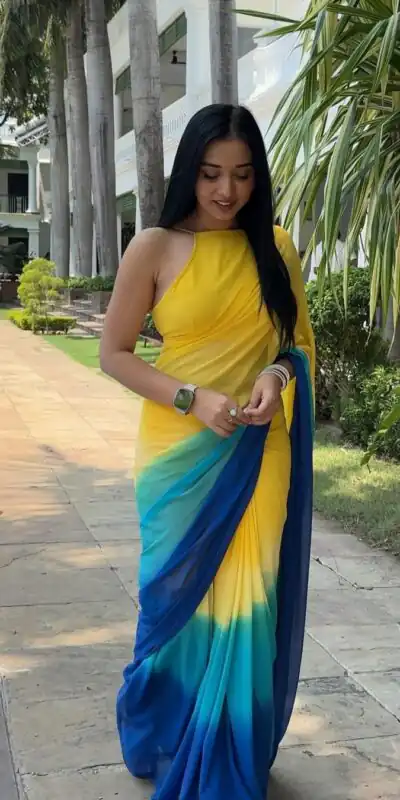 SC 277 Yellow Color Pure Soft Georgette Silk Design All Over Saree , Party Wear, Events, Festivals Expected Delivery 4-6 Working Days 1599/- | Sarees, Bollywood Sarees, Creative Sarees, Designer Sarees, Embroidered Sarees, Ethnic Saree, Modern Digital sarees, Party Wear Sarees