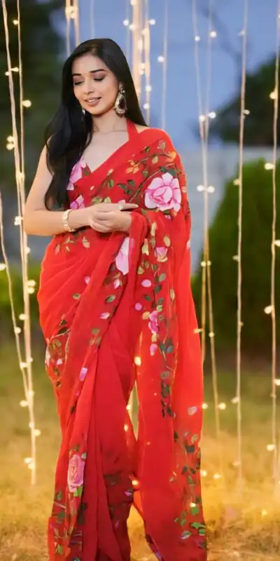 SC 278 Red Color Pure Soft Georgette Silk Design All Over Saree , Party Wear, Events, Festivals Expected Delivery 4-6 Working Days 1599/- | Sarees, Bollywood Sarees, Creative Sarees, Designer Sarees, Embroidered Sarees, Ethnic Saree, Modern Digital sarees, Party Wear Sarees