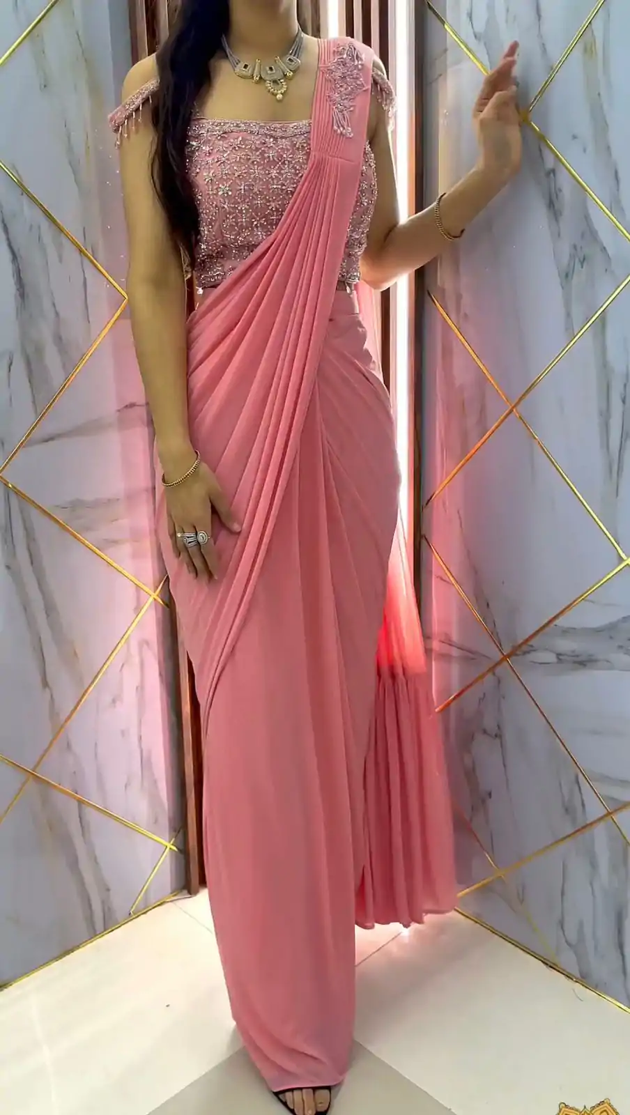 RANGILA Pink Color Faux Georgette Sequence Embroidery Saree Casual, Party Wear, Wedding, Events, Etc. Expected Delivery 4-6 Working Days 1899/- | Sarees, Bollywood Sarees, Creative Sarees, Designer Sarees, Embroidered Sarees, Ethnic Saree, Modern Digital sarees, Party Wear Sarees