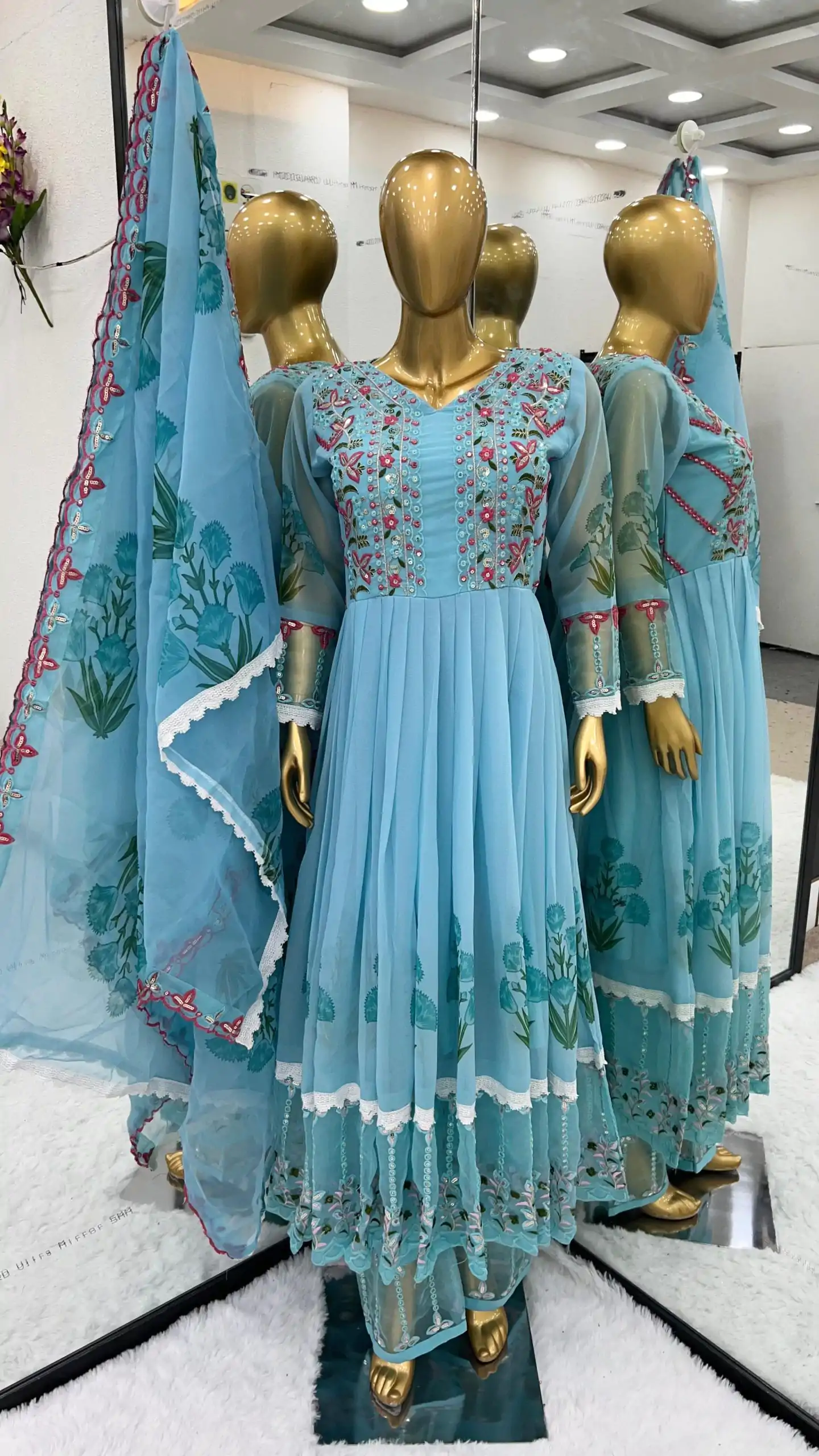 NSR 813 Blue Color Georgette Embroidery Sequence Gown Casual, Wedding, Festive Party Wear, Events   Expected Delivery  4-6 Working Days @2149/- | Gowns, Bollywood Gowns, Creative Gowns, Designer Gowns, Embroidered Gowns, Party Wear Gowns
