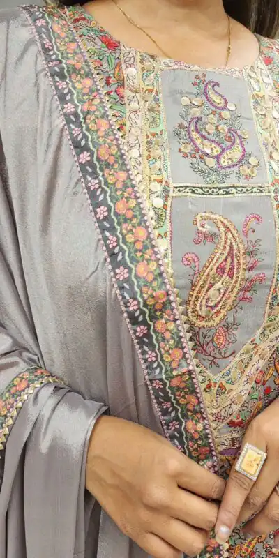LG 1856 Grey color Maslin Printed And Coin Work Salwar Suit Casual, Wedding, Party, Festive, Events . Expected Delivery 4-6 Working Days @1899/- | Salwar suit, Designer Suits, Casual Suits, Creative suits, Palazzo Suits, Party Wear Suits, Patiala Suits, Straight Suits