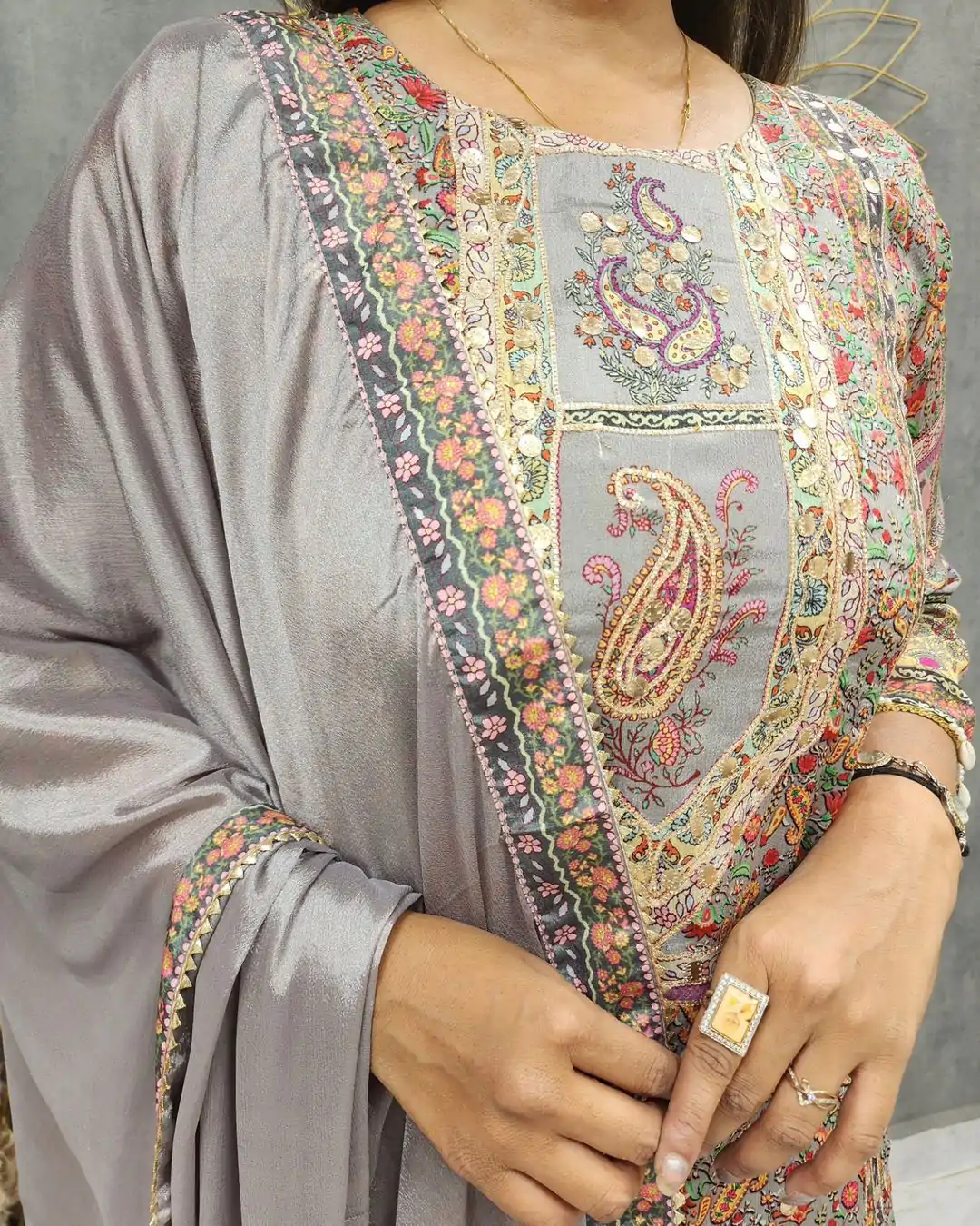 LG 1856 Grey color Maslin Printed And Coin Work Salwar Suit Casual, Wedding, Party, Festive, Events . Expected Delivery  4-6 Working Days @1899/- | Salwar suit, Designer Suits, Casual Suits, Creative suits, Palazzo Suits, Party Wear Suits, Patiala Suits, Straight Suits