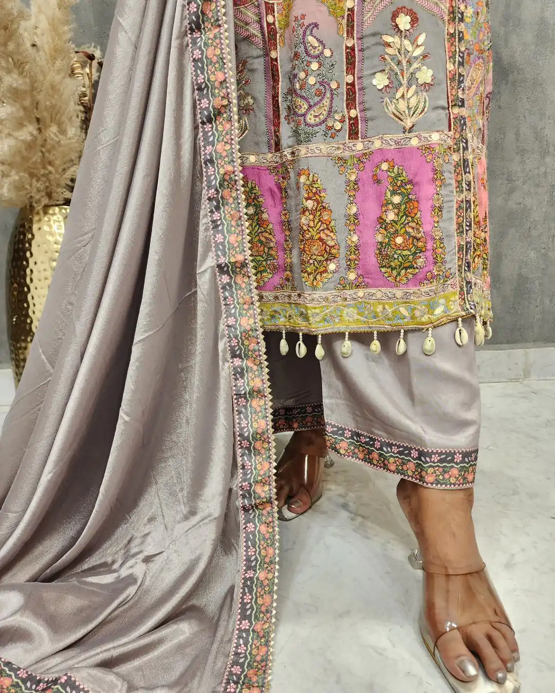 LG 1856 Grey color Maslin Printed And Coin Work Salwar Suit Casual, Wedding, Party, Festive, Events . Expected Delivery  4-6 Working Days @1899/- | Salwar suit, Designer Suits, Casual Suits, Creative suits, Palazzo Suits, Party Wear Suits, Patiala Suits, Straight Suits