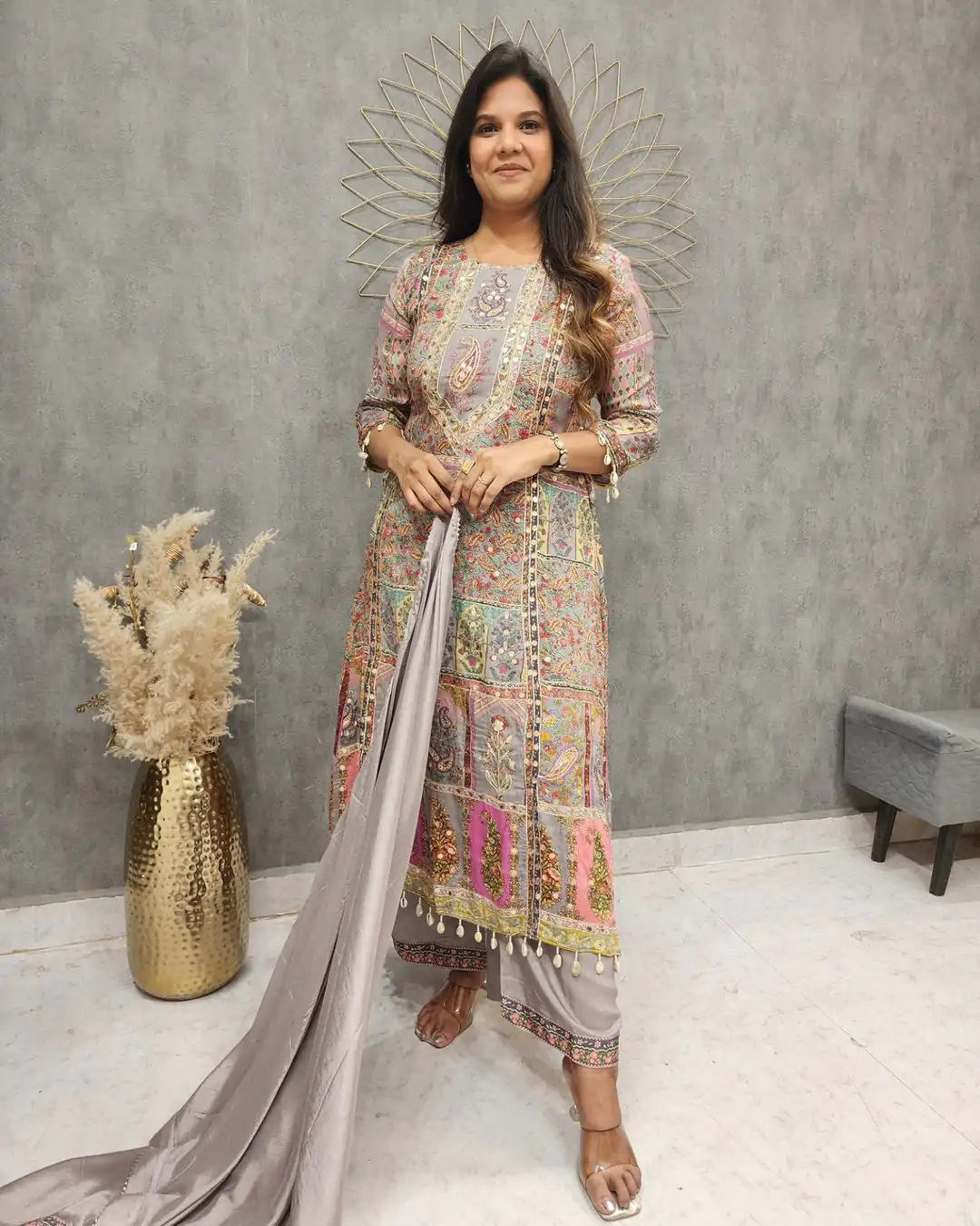 LG 1856 Grey color Maslin Printed And Coin Work Salwar Suit Casual, Wedding, Party, Festive, Events . Expected Delivery  4-6 Working Days @1899/- | Salwar suit, Designer Suits, Casual Suits, Creative suits, Palazzo Suits, Party Wear Suits, Patiala Suits, Straight Suits