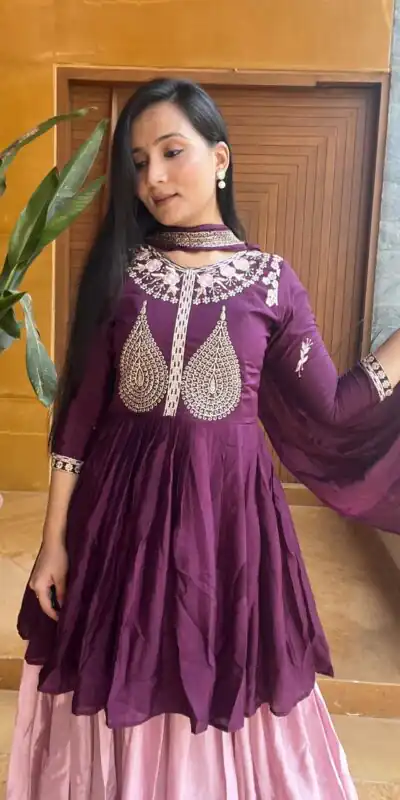 Ram 010 Purple Color Chinon Heavy Embroidery Work Lehenga Choli Casual, Wedding, Festive, Events Expected Delivery 4-6 Working Days @2049/- | Lehenga, Bollywood Lehenga, Creative Lehenga, Designer Lehenga, Embroidered Lehenga, Party Wear Lehenga