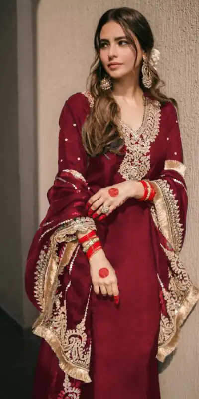 SRK 5153 Red Color Pure Chinnon Silk Embroidery Sequence Salwar Suit Wedding, Party, Festive, Events Expected Delivery 4-6 Working Days @ 1899/- | Jump Suits, Salwar suit, Designer Suits, Casual Suits, Creative suits, Palazzo Suits, Party Wear Suits, Patiala Suits, Straight Suits