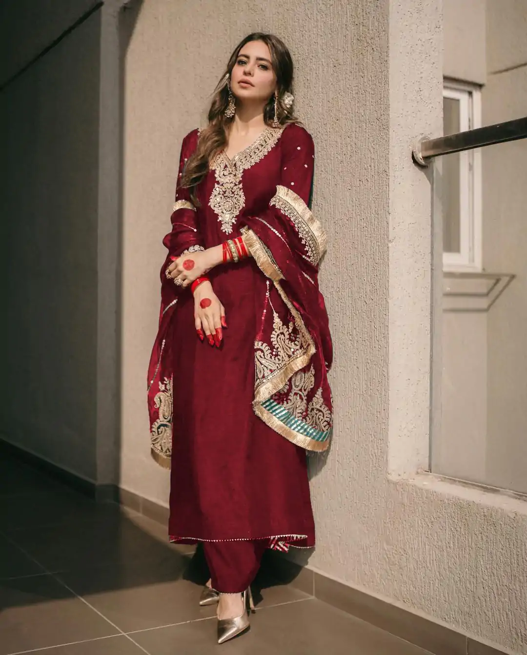 SRK 5153 Red Color Pure Chinnon Silk Embroidery Sequence Salwar Suit Wedding, Party, Festive, Events Expected Delivery 4-6 Working Days @ 1899/- | Jump Suits, Salwar suit, Designer Suits, Casual Suits, Creative suits, Palazzo Suits, Party Wear Suits, Patiala Suits, Straight Suits