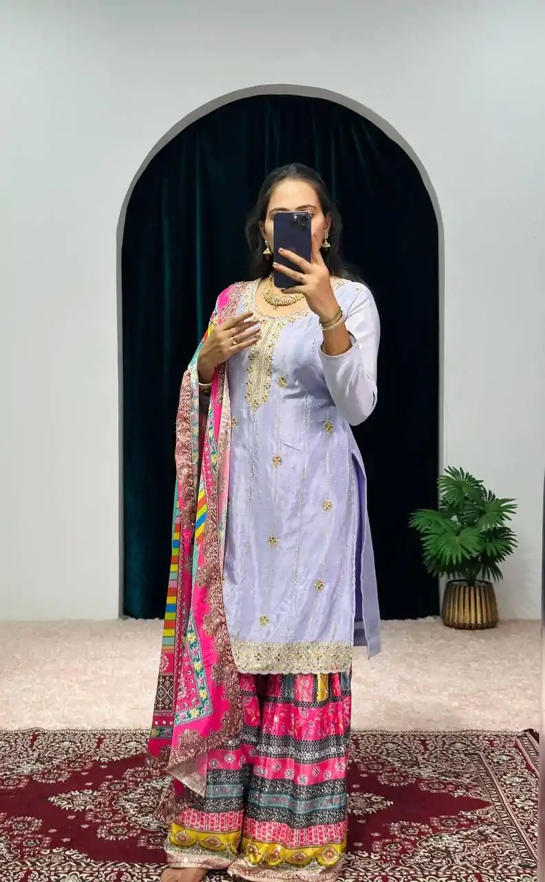 ST 1046 Violet Color Chinon Embroidery Work Salwar Suit Casual, Wedding, Party, Festive, Events Etc. Expected Delivery 4-6 Working Days @2399/- | Jump Suits, Salwar suit, Designer Suits, Casual Suits, Creative suits, Palazzo Suits, Party Wear Suits, Patiala Suits, Straight Suits
