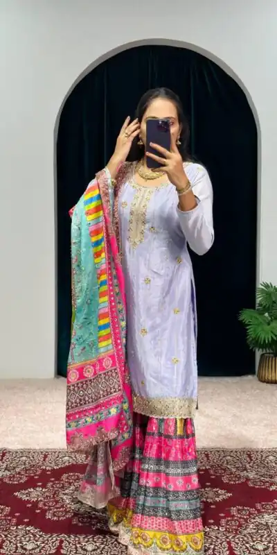 ST 1046 Violet Color Chinon Embroidery Work Salwar Suit Casual, Wedding, Party, Festive, Events Etc. Expected Delivery 4-6 Working Days @2399/- | Jump Suits, Salwar suit, Designer Suits, Casual Suits, Creative suits, Palazzo Suits, Party Wear Suits, Patiala Suits, Straight Suits