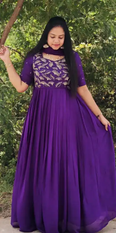 PC 348 Violet color Georgette Embroidered Anarkali Suit Casual, Wedding, Party, Festive, Events . Expected Delivery  4-6 Working Days @1949 | Anarkali Suits, Bollywood Anarkali, Creative-Anarkali, Designer Anarkali, Embroidered Anarkali, Party Wear Anarkali