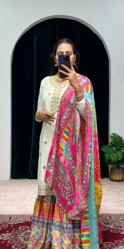 ST 1046 White Color Chinon Embroidery Work Salwar Suit Casual, Wedding, Party, Festive, Events Etc. Expected Delivery 4-6 Working Days @2399/- | Jump Suits, Salwar suit, Designer Suits, Casual Suits, Creative suits, Palazzo Suits, Party Wear Suits, Patiala Suits, Straight Suits