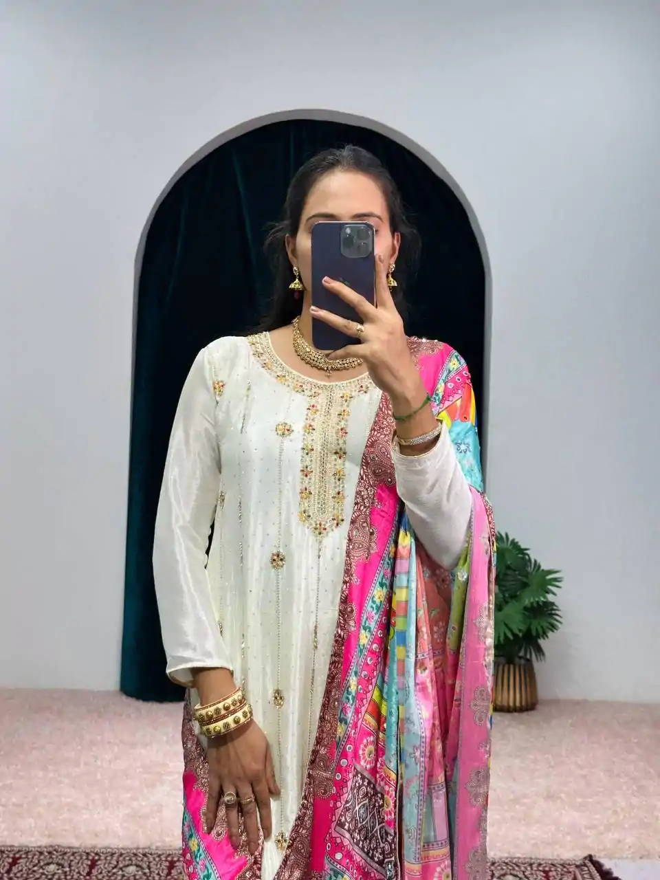 ST 1046 White Color Chinon Embroidery Work Salwar Suit Casual, Wedding, Party, Festive, Events Etc. Expected Delivery 4-6 Working Days @2399/- | Jump Suits, Salwar suit, Designer Suits, Casual Suits, Creative suits, Palazzo Suits, Party Wear Suits, Patiala Suits, Straight Suits