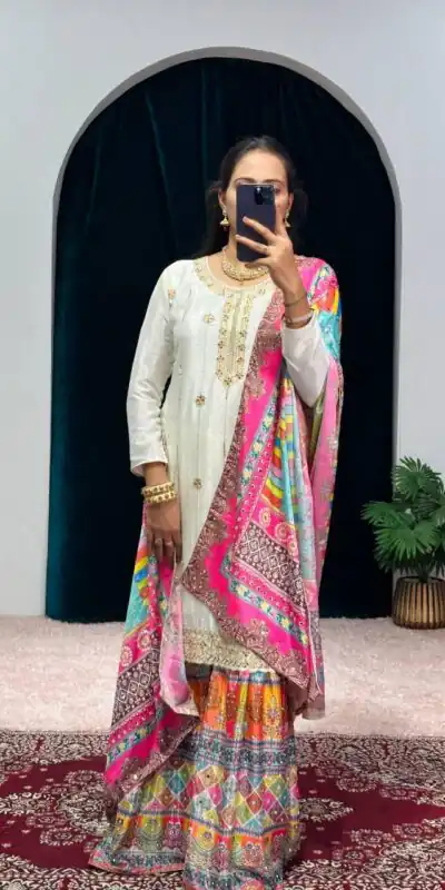 ST 1046 White Color Chinon Embroidery Work Salwar Suit Casual, Wedding, Party, Festive, Events Etc. Expected Delivery 4-6 Working Days @2399/- | Jump Suits, Salwar suit, Designer Suits, Casual Suits, Creative suits, Palazzo Suits, Party Wear Suits, Patiala Suits, Straight Suits