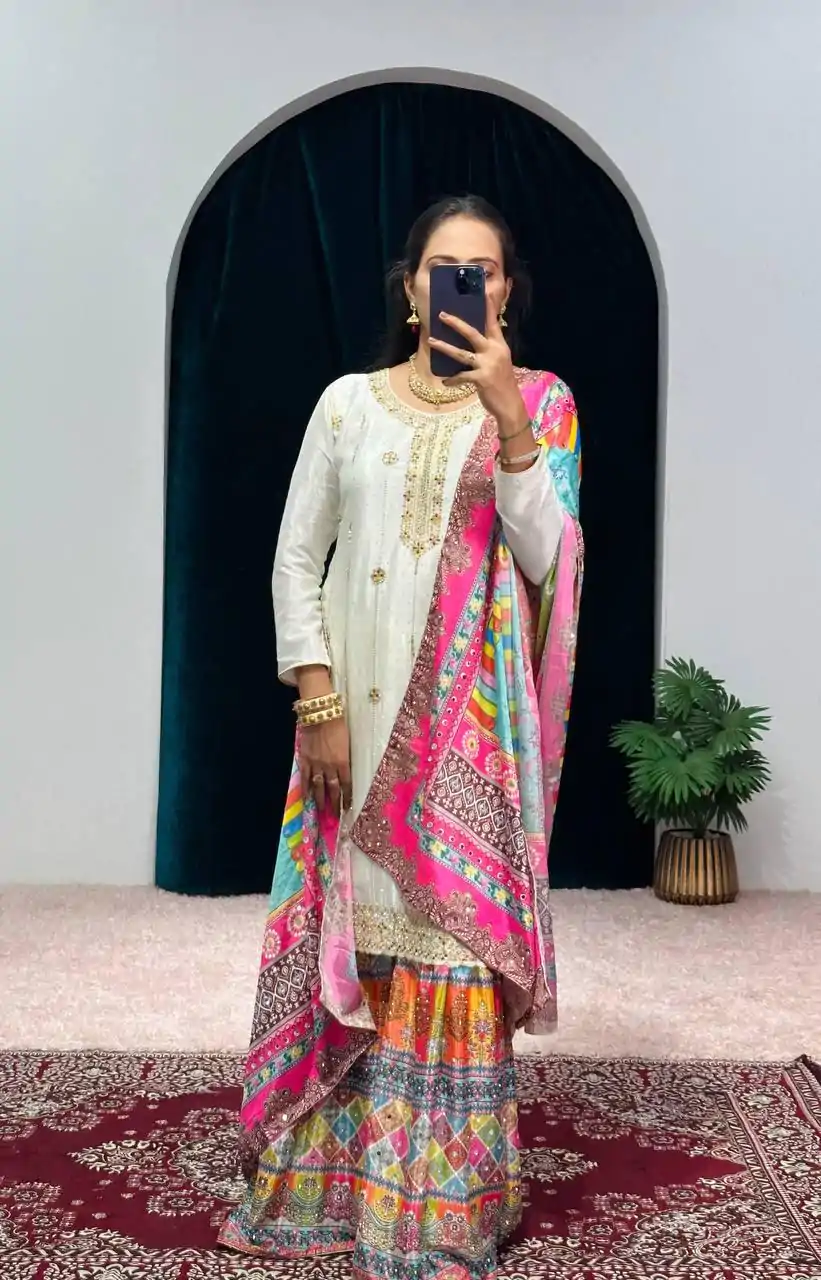 ST 1046 White Color Chinon Embroidery Work Salwar Suit Casual, Wedding, Party, Festive, Events Etc. Expected Delivery 4-6 Working Days @2399/- | Jump Suits, Salwar suit, Designer Suits, Casual Suits, Creative suits, Palazzo Suits, Party Wear Suits, Patiala Suits, Straight Suits