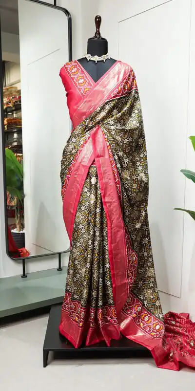 YNF 7205 Mehndi Color Dola Silk Patola Print Foil Work Patta Saree Casual Party Wear, Wedding, Events Etc. Expected Delivery 4-6 Working Days @1649 | Sarees, Bollywood Sarees, Creative Sarees, Designer Sarees, Embroidered Sarees, Ethnic Saree, Modern Digital sarees, Party Wear Sarees