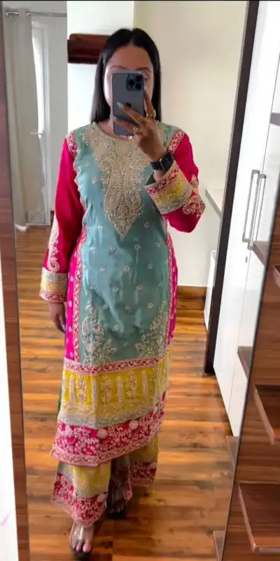 KD 1468 Blue Chinon Silk Sequence Work Salwar Suit Casual, Party, Festive, Events Wedding Etc.  Expected Delivery 4-6 Working Days @3149/- | Salwar suit, Designer Suits, Casual Suits, Creative suits, Palazzo Suits, Party Wear Suits, Straight Suits