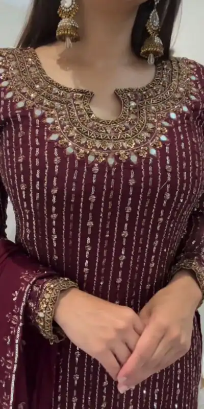 RTC 5716 Maroon  Color Foix Georgette Thread Sequence Work Salwar Suit Wedding, Party, Festive, Events Etc. Expected Delivery 4-6 Working Days @2099/- | Jump Suits, Salwar suit, Designer Suits, Casual Suits, Creative suits, Palazzo Suits, Party Wear Suits, Patiala Suits, Straight Suits