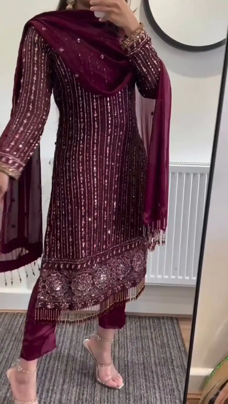 RTC 5716 Maroon  Color Foix Georgette Thread Sequence Work Salwar Suit Wedding, Party, Festive, Events Etc. Expected Delivery 4-6 Working Days @2099/- | Jump Suits, Salwar suit, Designer Suits, Casual Suits, Creative suits, Palazzo Suits, Party Wear Suits, Patiala Suits, Straight Suits