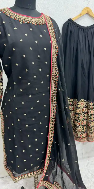 KF 1642 Black Color Georgette Embroidered Sequences Salwar Suit Wedding, Party, Festive, Events Etc.  Expected Delivery 4-6 Working Days @2499/-Only | Salwar suit, Designer Suits, Casual Suits, Creative suits, Palazzo Suits, Party Wear Suits, Straight Suits