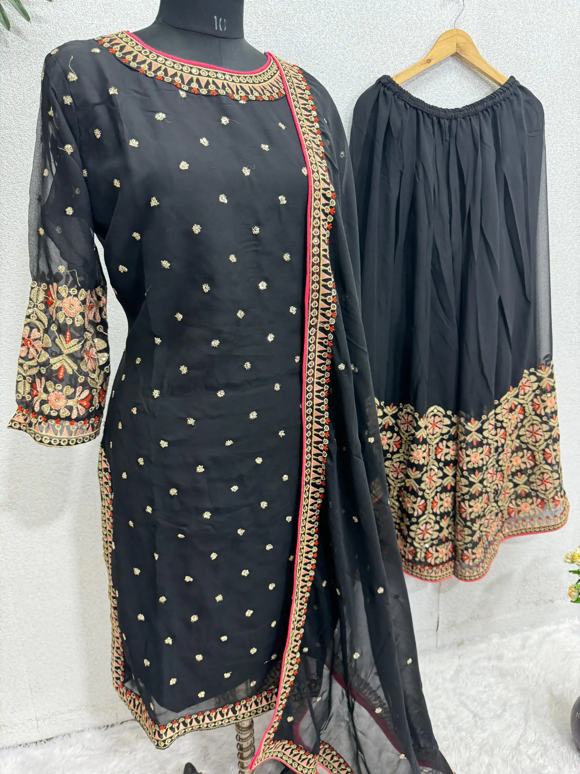 KF 1642 Black Color Georgette Embroidered Sequences Salwar Suit Wedding, Party, Festive, Events Etc.  Expected Delivery 4-6 Working Days @2499/-Only | Salwar suit, Designer Suits, Casual Suits, Creative suits, Palazzo Suits, Party Wear Suits, Straight Suits
