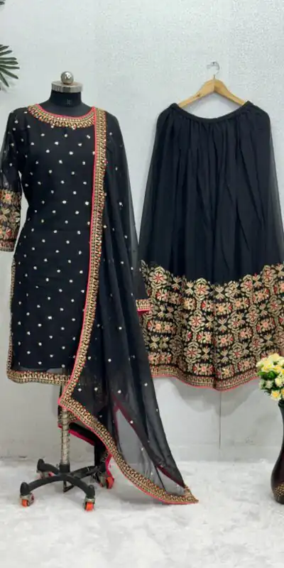 KF 1642 Black Color Georgette Embroidered Sequences Salwar Suit Wedding, Party, Festive, Events Etc.  Expected Delivery 4-6 Working Days @2499/-Only | Salwar suit, Designer Suits, Casual Suits, Creative suits, Palazzo Suits, Party Wear Suits, Straight Suits