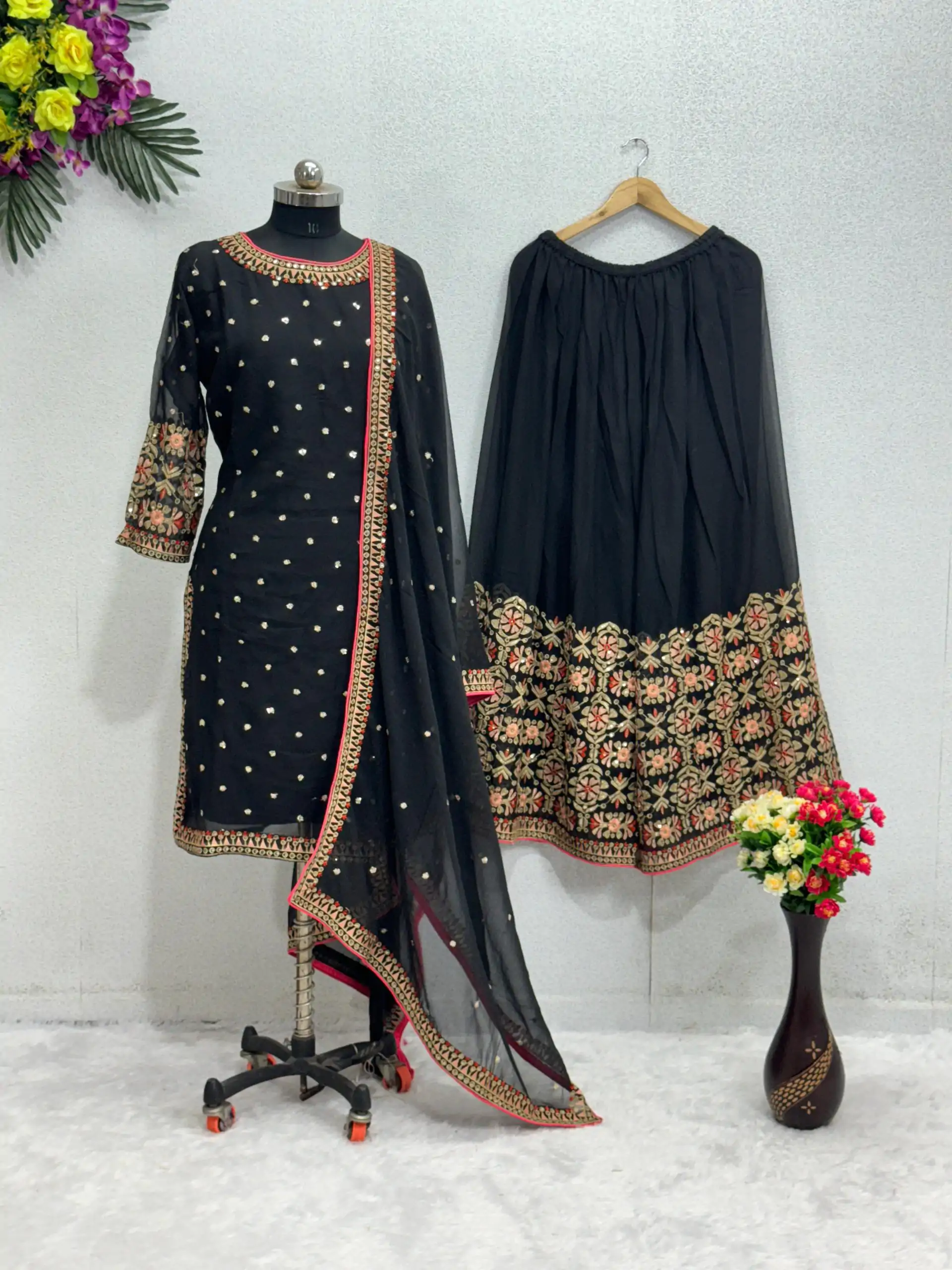 KF 1642 Black Color Georgette Embroidered Sequences Salwar Suit Wedding, Party, Festive, Events Etc.  Expected Delivery 4-6 Working Days @2499/-Only | Salwar suit, Designer Suits, Casual Suits, Creative suits, Palazzo Suits, Party Wear Suits, Straight Suits