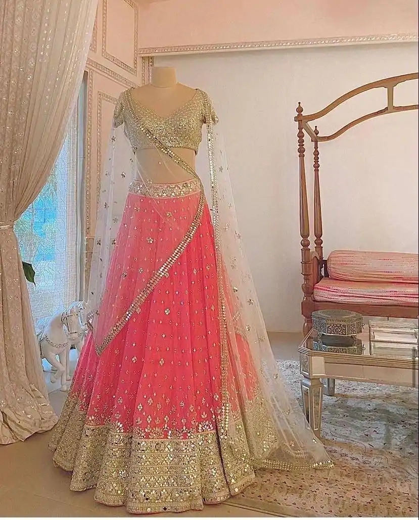 BD 1489 Pink Color Soft Mono Net Embroidered Lehenga Choli Casual, Wedding, Festive, Events Expected Delivery 4-6 Working Days @2599/- | Lehenga, Bollywood Lehenga, Creative Lehenga, Designer Lehenga, Embroidered Lehenga, Party Wear Lehenga