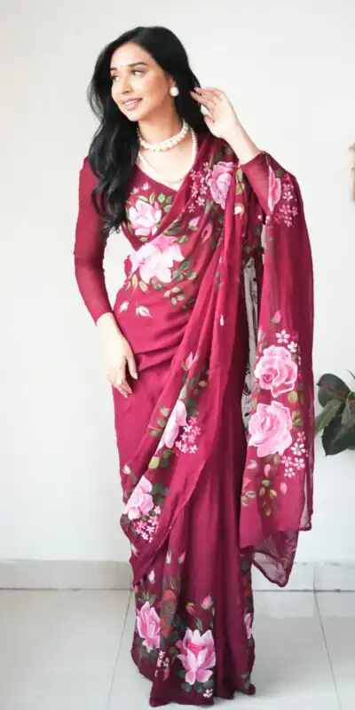 SC 283 Red Color Pure Soft Georgette Silk Design All Over Saree , Party Wear, Events, Festivals Expected Delivery 4-6 Working Days 1599/- | Sarees, Bollywood Sarees, Creative Sarees, Designer Sarees, Embroidered Sarees, Ethnic Saree, Modern Digital sarees, Party Wear Sarees