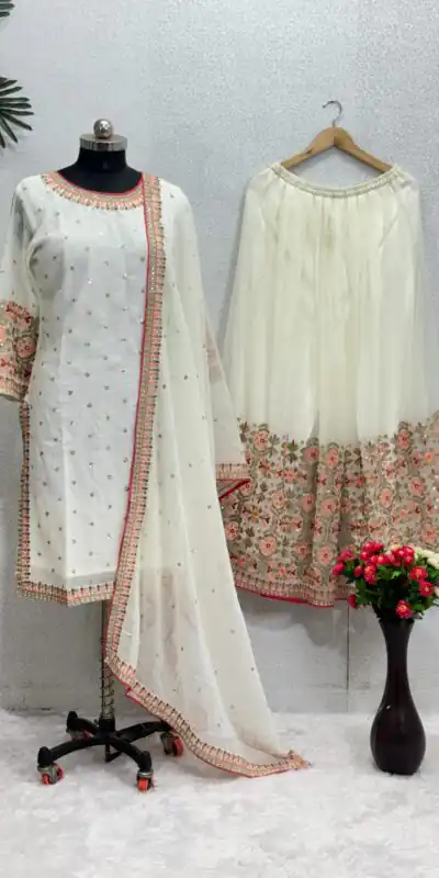 KF 1642 White Color Georgette Embroidered Sequences Salwar Suit Wedding, Party, Festive, Events Etc.  Expected Delivery 4-6 Working Days @2499/-Only | Salwar suit, Designer Suits, Casual Suits, Creative suits, Palazzo Suits, Party Wear Suits, Straight Suits