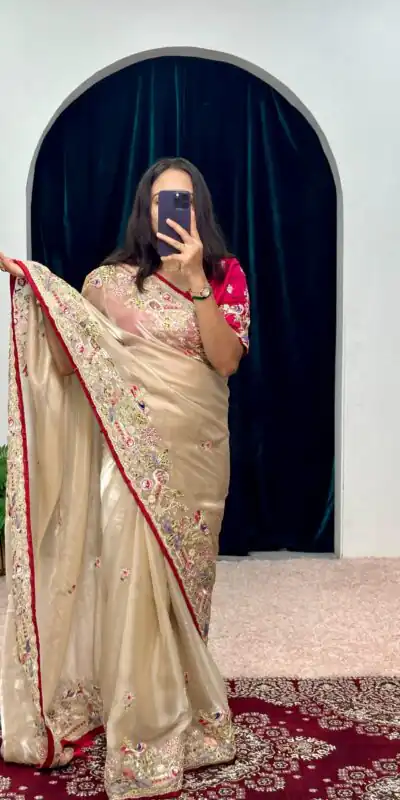 ST 474 Golden Color Jimmy Choo Embroidery Sequins Saree Casual, Wedding, Party, Festive, Events Etc. Expected Delivery 4-6 Working Days @2449/- | Sarees, Bollywood Sarees, Creative Sarees, Designer Sarees, Embroidered Sarees, Ethnic Saree, Modern Digital sarees, Party Wear Sarees