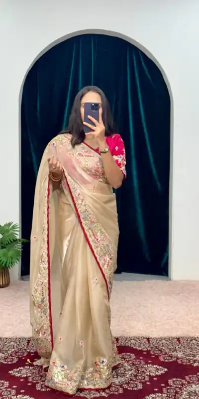 ST 474 Golden Color Jimmy Choo Embroidery Sequins Saree Casual, Wedding, Party, Festive, Events Etc. Expected Delivery 4-6 Working Days @2449/- | Sarees, Bollywood Sarees, Creative Sarees, Designer Sarees, Embroidered Sarees, Ethnic Saree, Modern Digital sarees, Party Wear Sarees