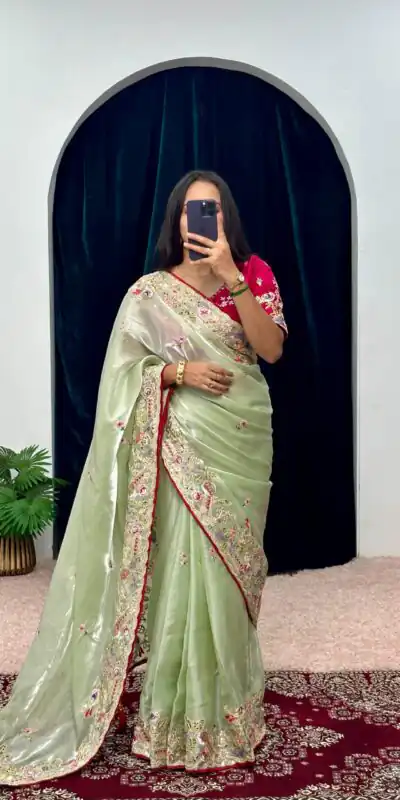 ST 474 Green Color Jimmy Choo Embroidery Sequins Saree Casual, Wedding, Party, Festive, Events Etc. Expected Delivery 4-6 Working Days @2449/- | Sarees, Bollywood Sarees, Creative Sarees, Designer Sarees, Embroidered Sarees, Ethnic Saree, Modern Digital sarees, Party Wear Sarees