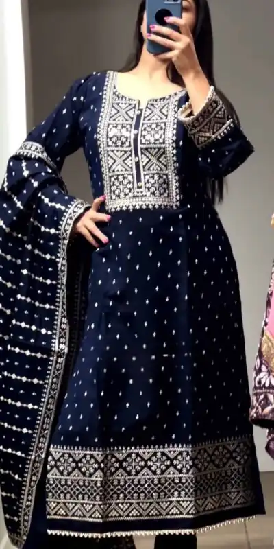 NF 1214 Navy Blue color Faux Georgette Embroidery Salwar Suit Casual, Wedding, Party, Festive, Events . Expected Delivery 4-6 Working Days @2049 | Jump Suits, Salwar suit, Designer Suits, Casual Suits, Creative suits, Palazzo Suits, Party Wear Suits, Patiala Suits, Straight Suits