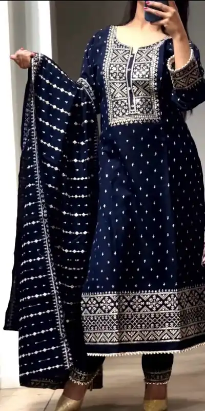 NF 1214 Navy Blue color Faux Georgette Embroidery Salwar Suit Casual, Wedding, Party, Festive, Events . Expected Delivery  4-6 Working Days @2049 | Jump Suits, Salwar suit, Designer Suits, Casual Suits, Creative suits, Palazzo Suits, Party Wear Suits, Patiala Suits, Straight Suits