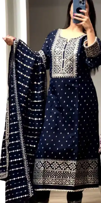 NF 1214 Navy Blue color Faux Georgette Embroidery Salwar Suit Casual, Wedding, Party, Festive, Events . Expected Delivery 4-6 Working Days @2049 | Jump Suits, Salwar suit, Designer Suits, Casual Suits, Creative suits, Palazzo Suits, Party Wear Suits, Patiala Suits, Straight Suits