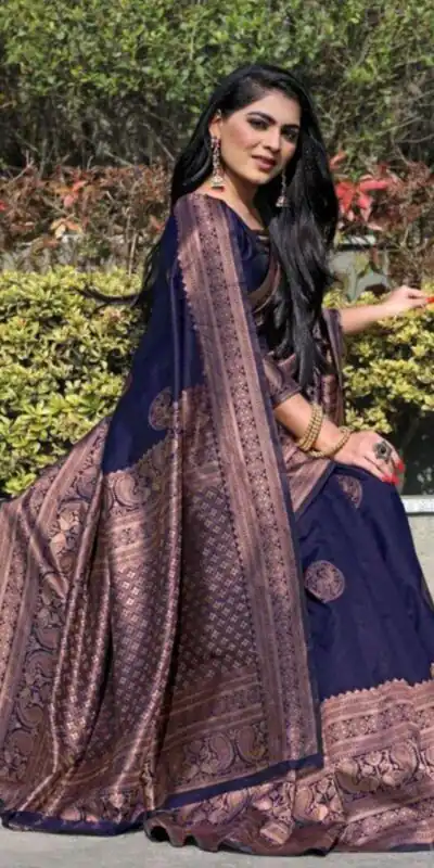 KP 4003 Navy Blue Color Soft Lichi Silk Jacquard On All Over Saree Casual, Party Wear, Wedding, Events Etc. Expected Delivery 4-6 Working Days @1349/- | Sarees, Bollywood Sarees, Creative Sarees, Designer Sarees, Embroidered Sarees, Ethnic Saree, Modern Digital sarees, Party Wear Sarees