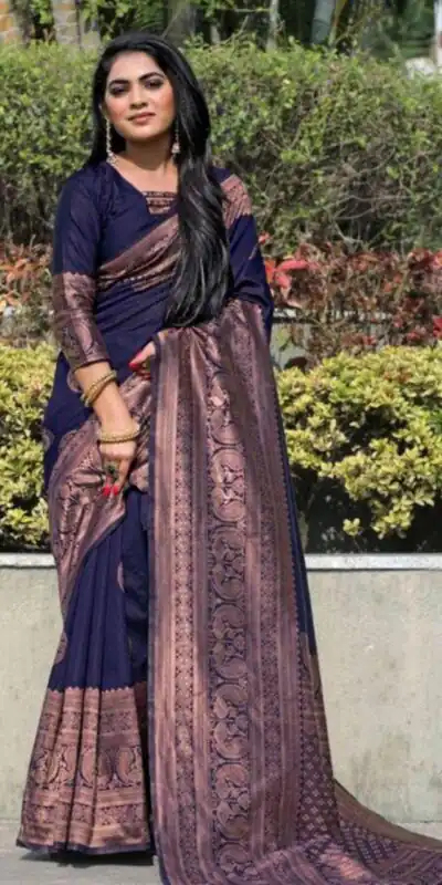 KP 4003 Navy Blue Color Soft Lichi Silk Jacquard On All Over Saree Casual, Party Wear, Wedding, Events Etc. Expected Delivery 4-6 Working Days @1349/- | Sarees, Bollywood Sarees, Creative Sarees, Designer Sarees, Embroidered Sarees, Ethnic Saree, Modern Digital sarees, Party Wear Sarees