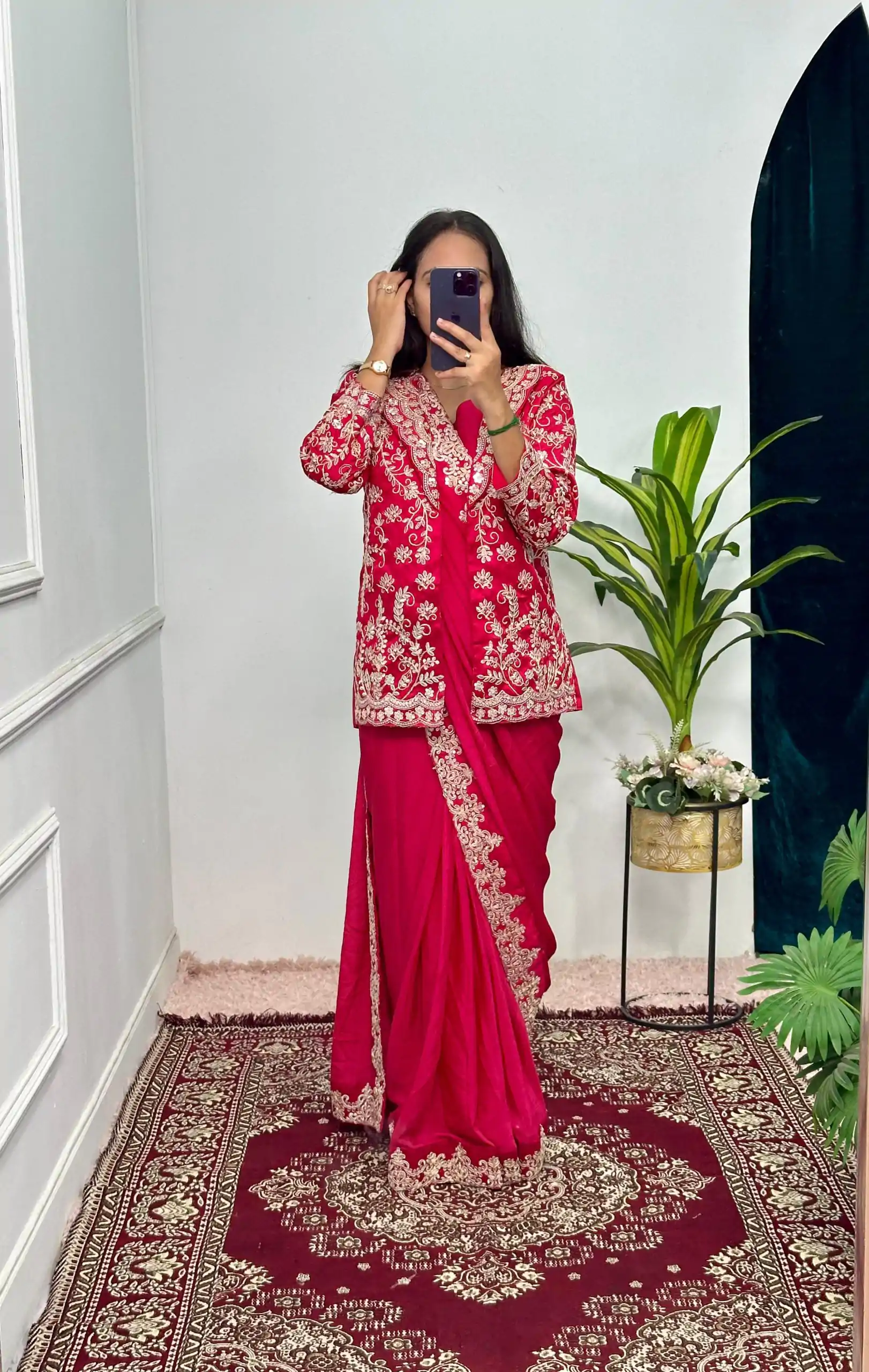 ST 1054 Pink  Color Chinon Embroidery Work Koti And Saree Casual, Wedding, Party, Festive, Events Etc. Expected Delivery 4-6 Working Days @2399/- | Sarees, Bollywood Sarees, Creative Sarees, Designer Sarees, Embroidered Sarees, Ethnic Saree, Modern Digital sarees, Party Wear Sarees